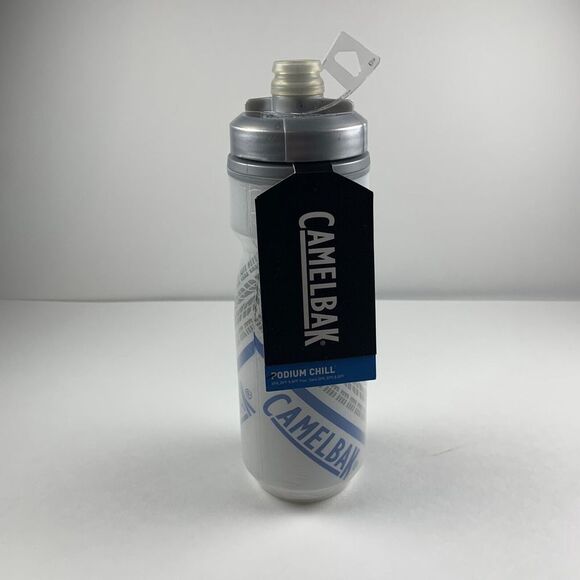 CamelBak Podium Chill 21 oz Insulated Water Bottle White‎ & Blue for Bike Rides - Picture 1 of 11